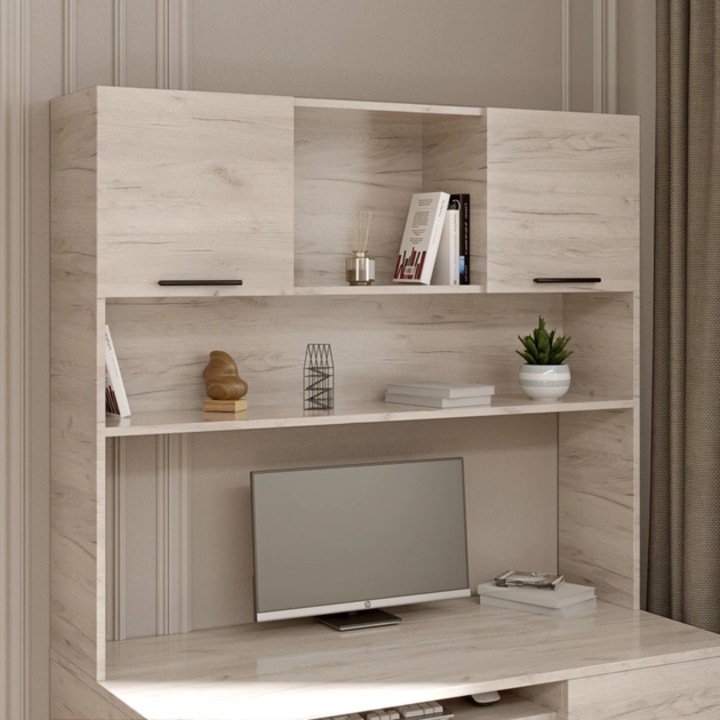 Raft pentru birou Sonata, Everest, 110 x 25 x 96 cm, Stejar Craft Alb