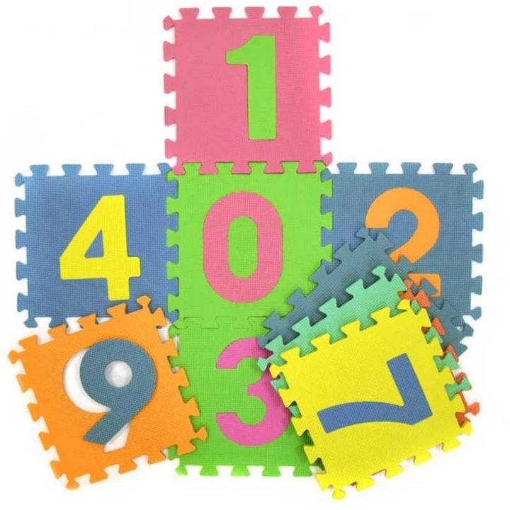 Пъзел Robetoy, килим, детски, EVA пяна, с цифри, 10 части, 29x29см
