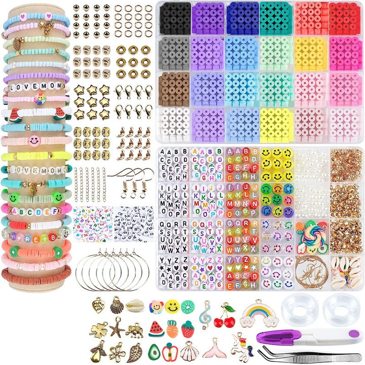 Set 3600 margele cu accesorii, Walalla, 6 ani+, Multicolor