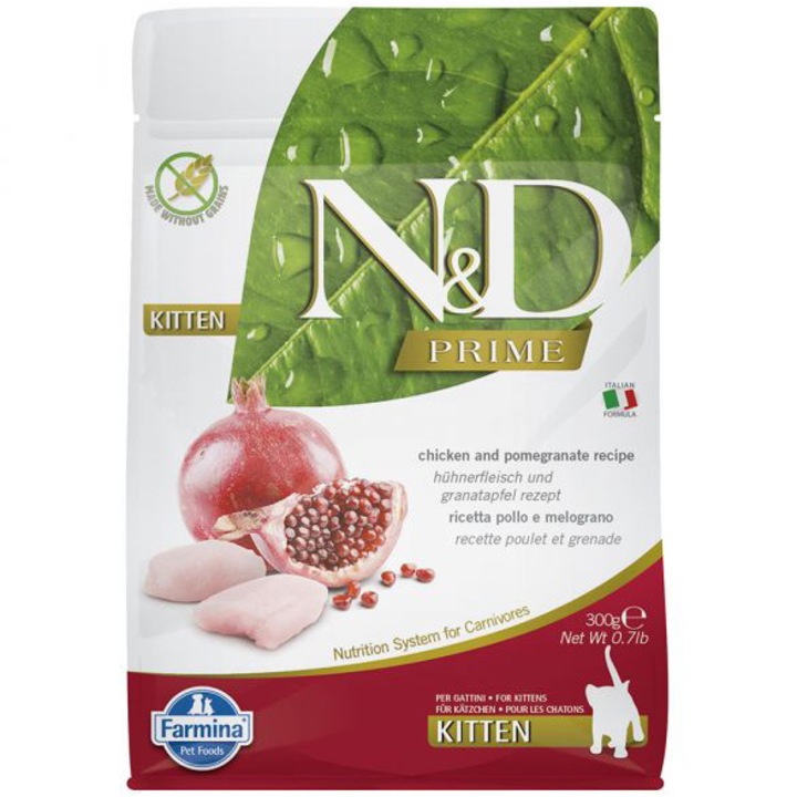 Суха храна за котки N&D, Kitten, Пиле, Нар, 300 гр