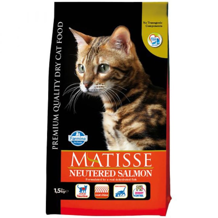 Matisse száraz macskaeledel ivartalanított macskák számára, lazac, 1,5 kg