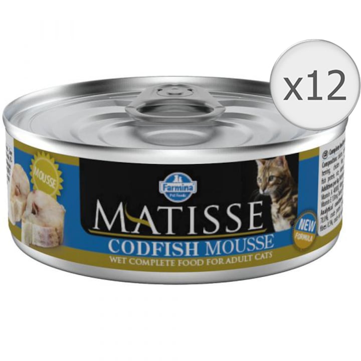 Matisse Adult Nedves macskaeledel, Tőkehal Mousse, 12 x 85 g