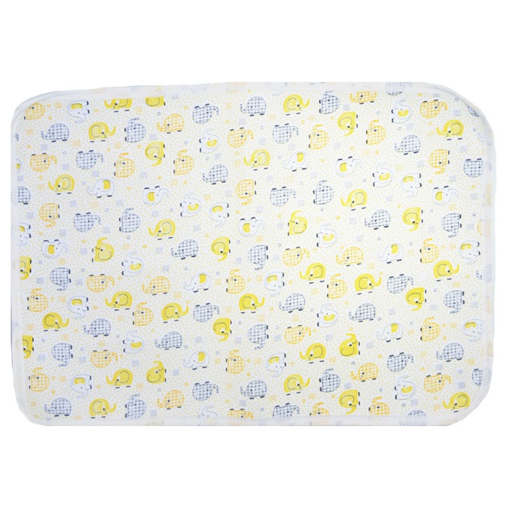 Aleza impermeabila si refolosibila din bumbac 70 x 50 cm pentru baieti Mini Junior PL121, Galben 0 luni +