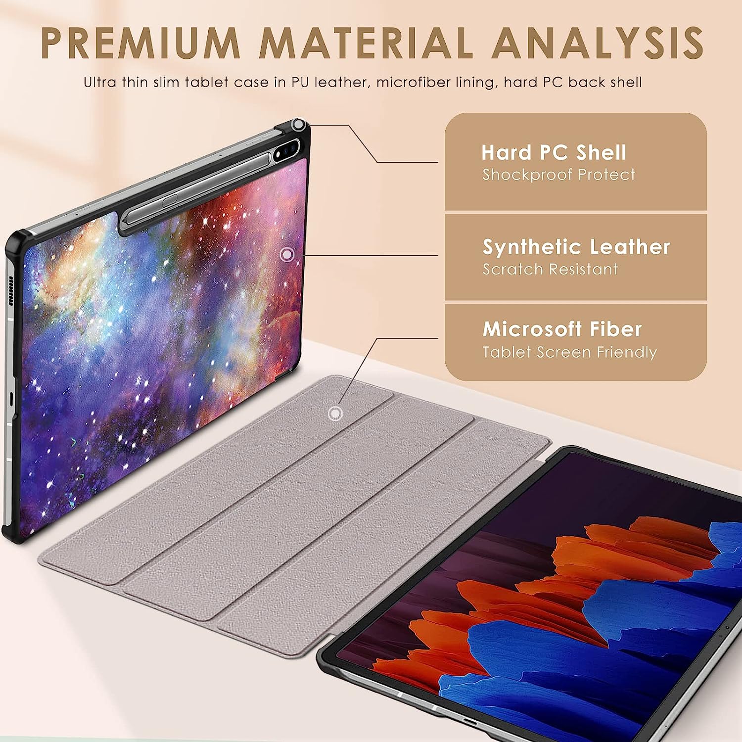 Husa Slim Sigloo, Smart Cover, Trifold, pentru tableta Samsung Galaxy Tab S8 Plus (X800/X806), S7 FE (T730/T733/T736B), S7 Plus (T970/T976B), 12.4 Inch, model Galaxy
