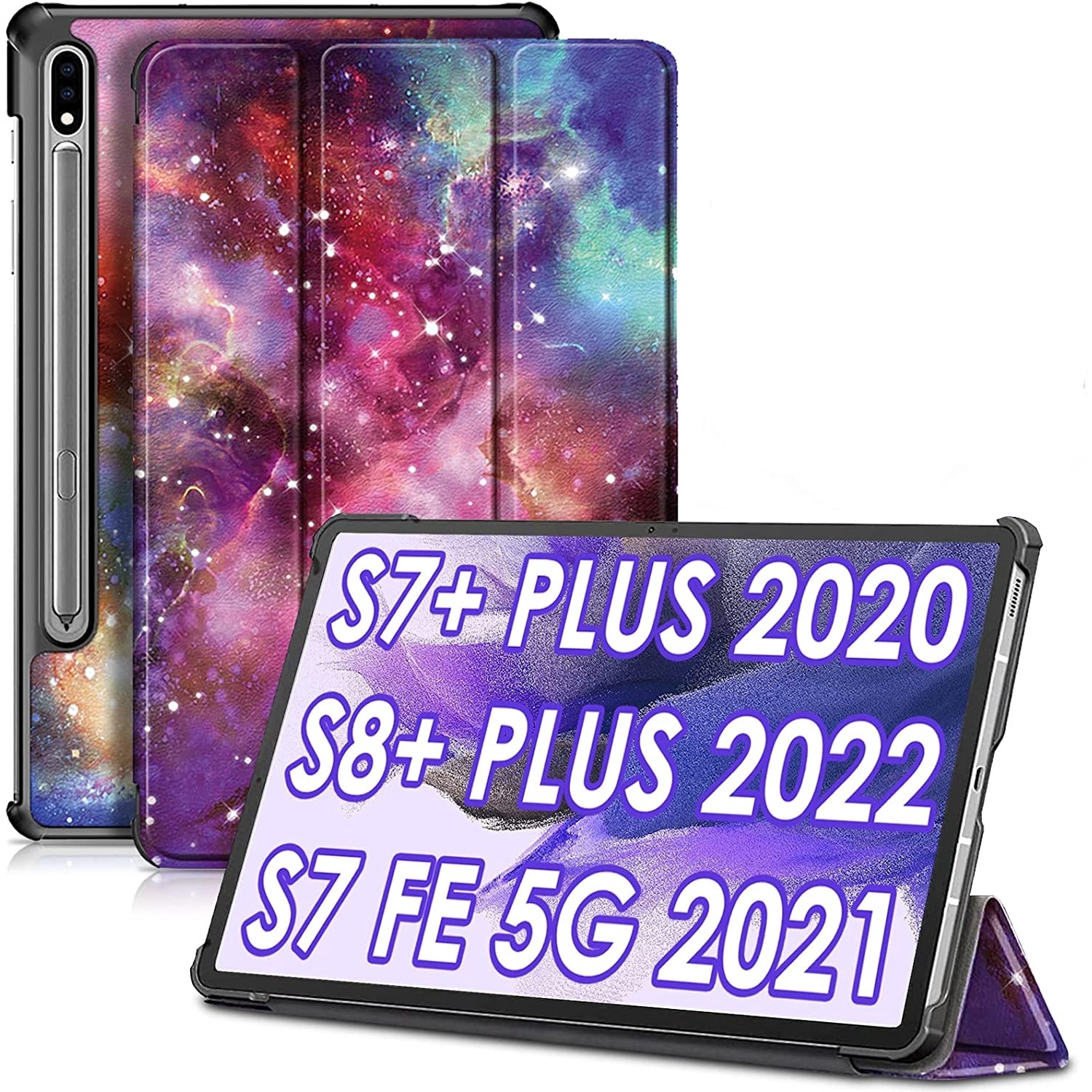 Husa Slim Sigloo, Smart Cover, Trifold, pentru tableta Samsung Galaxy Tab S8 Plus (X800/X806), S7 FE (T730/T733/T736B), S7 Plus (T970/T976B), 12.4 Inch, model Galaxy