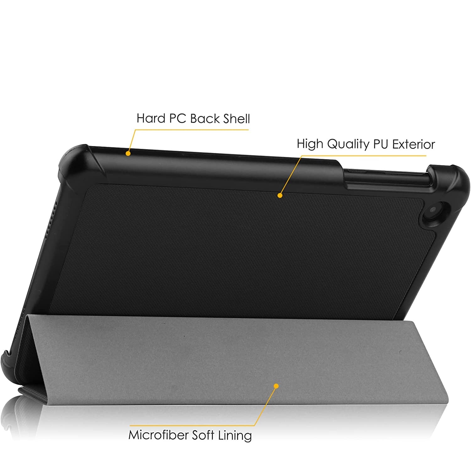 Husa Slim Sigloo, Smart Cover, Trifold, pentru tableta Samsung Galaxy Tab A8 10.5inch (2022/2021) SM-X200 / X205 / X207, model Simple Black