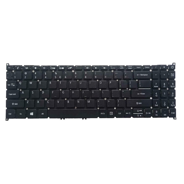 Премиум клавиатура за лаптоп ACER Aspire 3 A315-54 A315-54G A315-55 A315-55G A315-42 A315-42G, международна подредба, цифрова клавиатура, черна