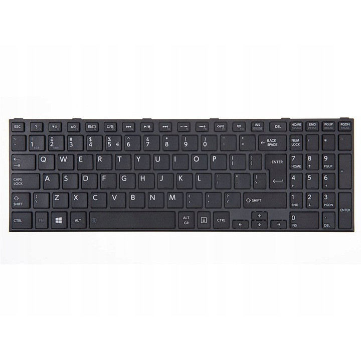 Prémium laptop billentyűzet Toshiba C50-B C50D-B C55-B C55D-B C50T-B C50A-B C50-A C50D-A C50T-A C55-A C55T-A C55D-A C55DT-A C55DT-B, UK elrendezés, numerikus billentyűzet, fekete