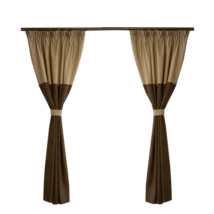 Set draperii Velaria milas maro cu bej, 2x100x250 cm