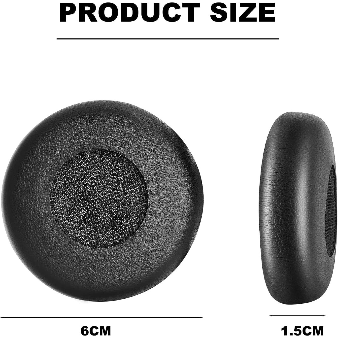 1 Paire De Coussinets De Rechange Pour Casque Evolve 75, 65, 30, 40, Etc. - En Cuir Protéiné Et éponge - Noir, Environ 6 Cm