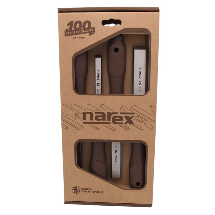 Narex Asztalosvéső Készlet, Plast Line Profi, 4 részes dobozba rendezve