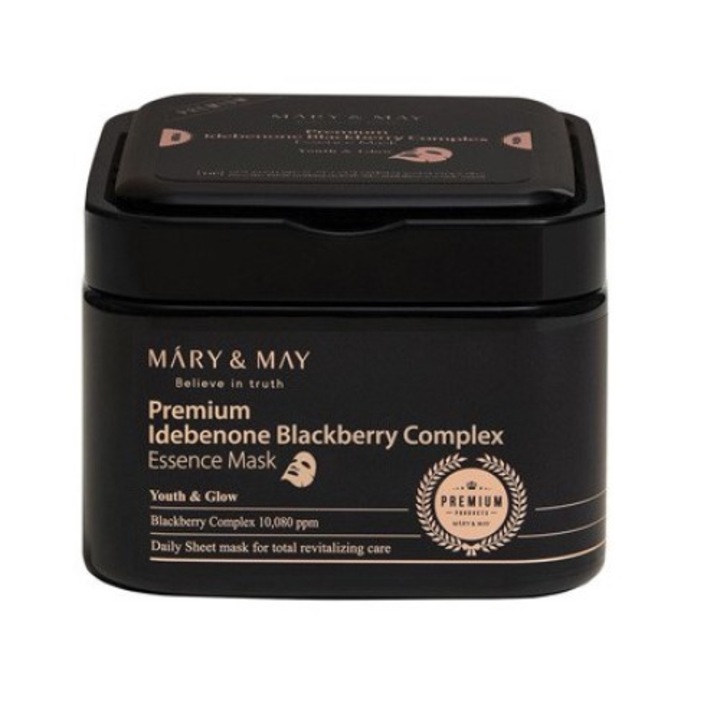 Masca de fata, Mary May, Premium Idebenone Blackberry Complex Essence, 20 buc