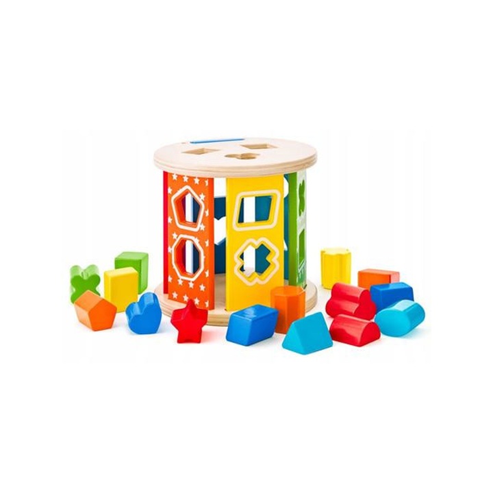 Woodyland 4919857 Színes fa formaválogató henger - Woodyland