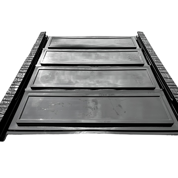 Set matrita gard, panou intreg, 4 matrite mijloc si 2 stalpi, model Simplu Piatra, plastic ABS, negru