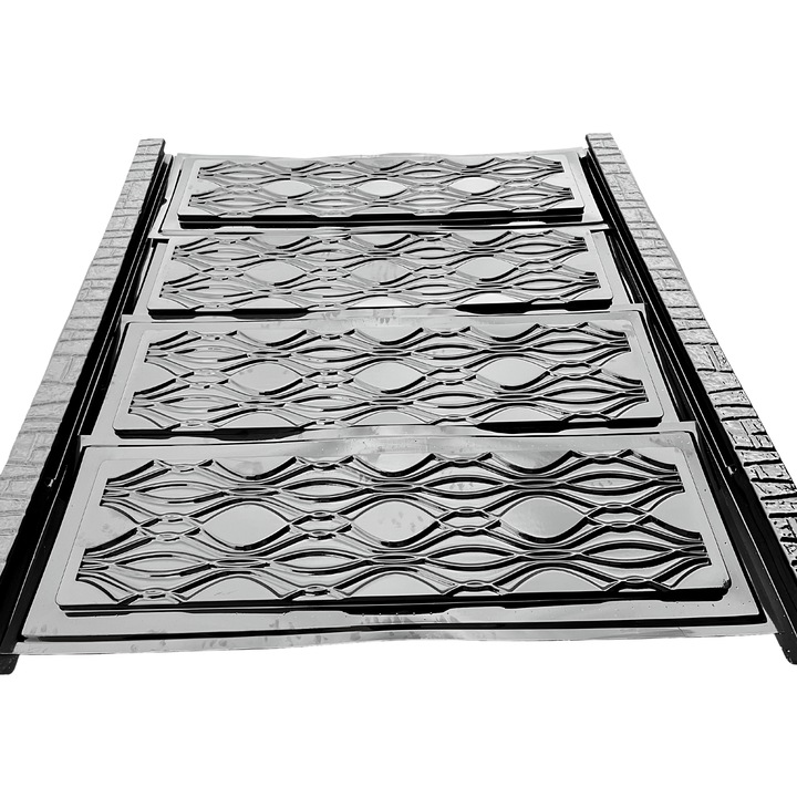 Set matrita gard, panou intreg, 4 matrite mijloc si 2 stalpi, model Farmec Piatra, plastic ABS, negru