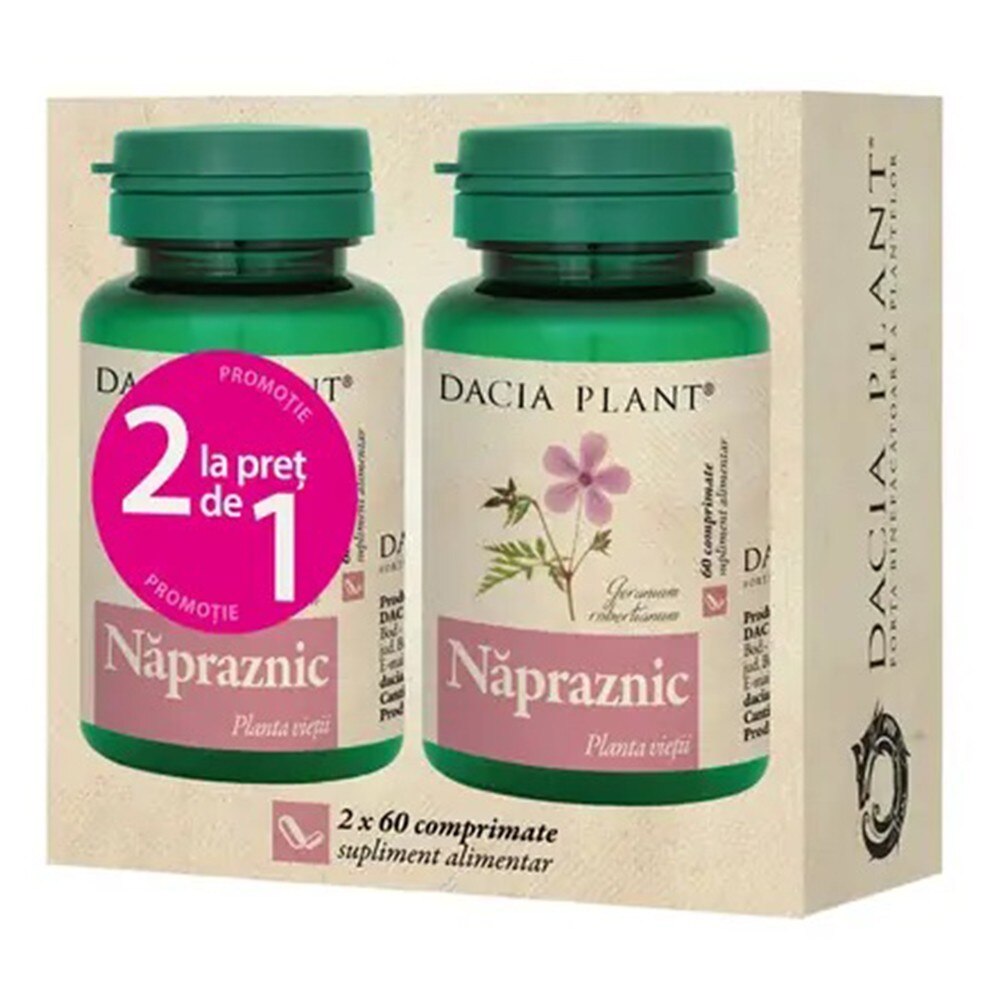 Set 2 x Napraznic, 60 Comprimate 1+1 Cadou, Dacia Plant