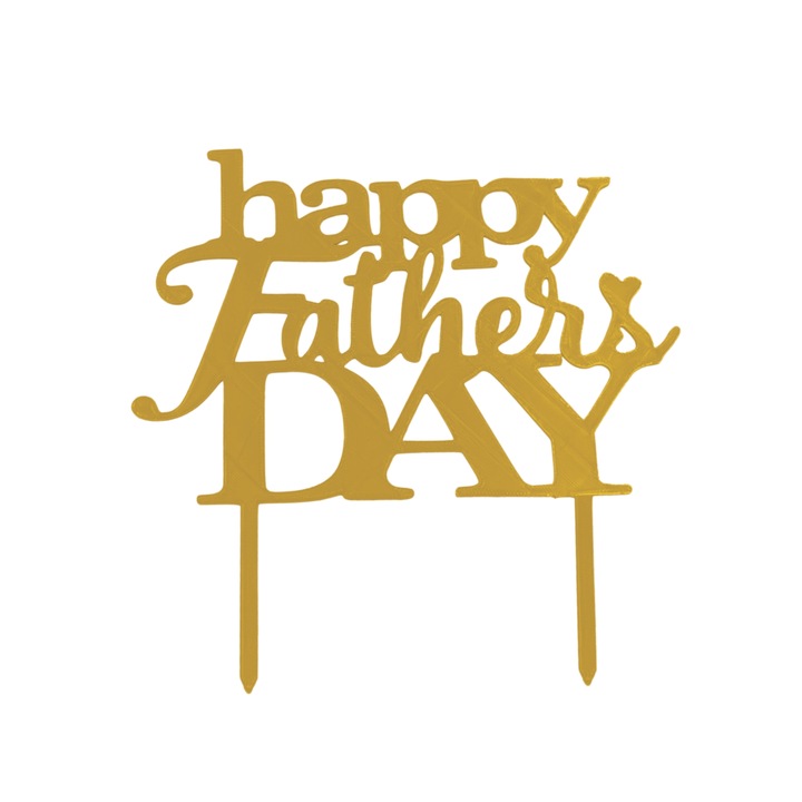 Топер за декорация "Честит ден на бащата", ден на бащата, 18,5 х 19 см злато