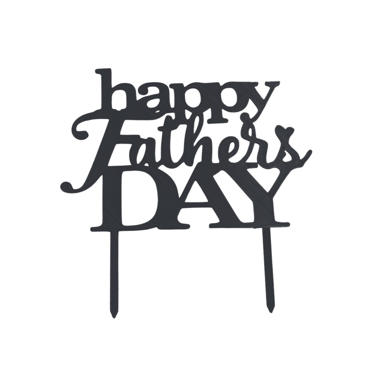 Топер за декорация "Happy fathers day", Ден на бащата, 18,5 х 19 см Черен