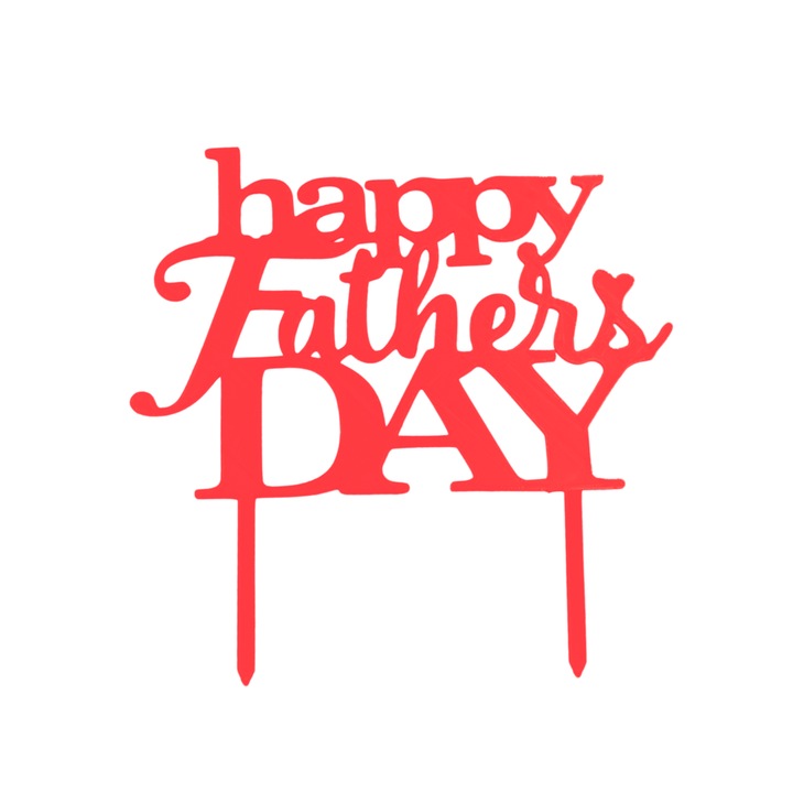 Топер за декорация "Честит ден на бащата", ден на бащата, 18,5 х 19 см Червен