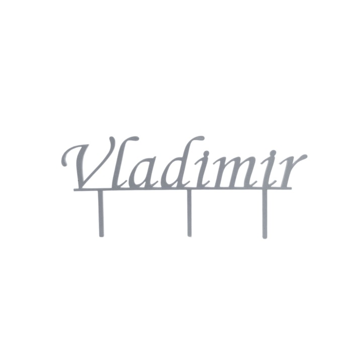 Dekor topper, "Vladimir", születésnapi 9,5 x 21 cm ezüst