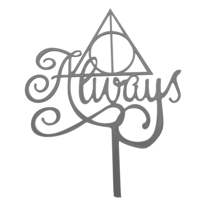 Tortafedő díszítés, "ALWAYS" Harry Potter és a Halál Ereklyéi, 18 x 14 cm ezüst