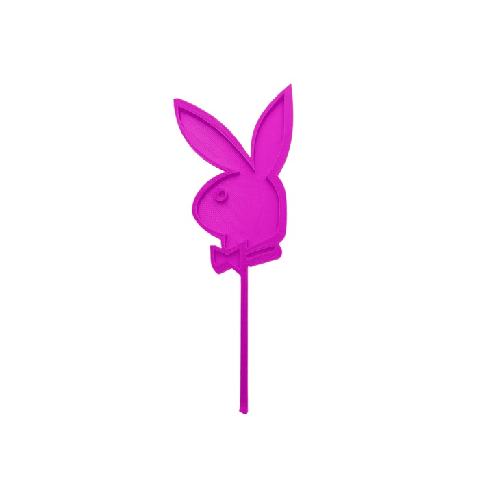 Декорация за торта, "PLAYBOY RABBIT", зайче, 19 x 7 cm, raspberry pink