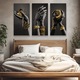 Set 3 tablouri canvas Femeie africana cu bijuterii din aur 60x40cm