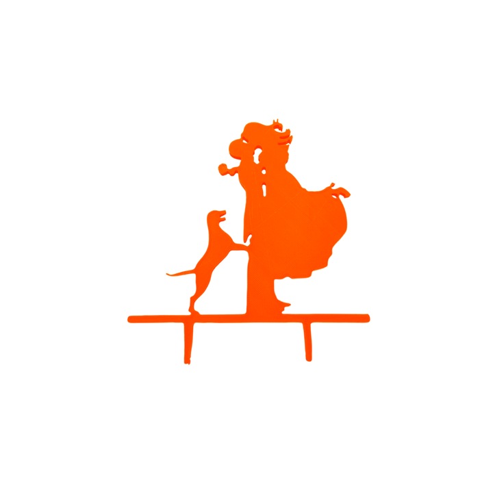 Декорация за торта, "БУЛКА И БУЛКА С КУЧЕ", любители на кучета, булчинска торта, 16 х 14 см оранжево