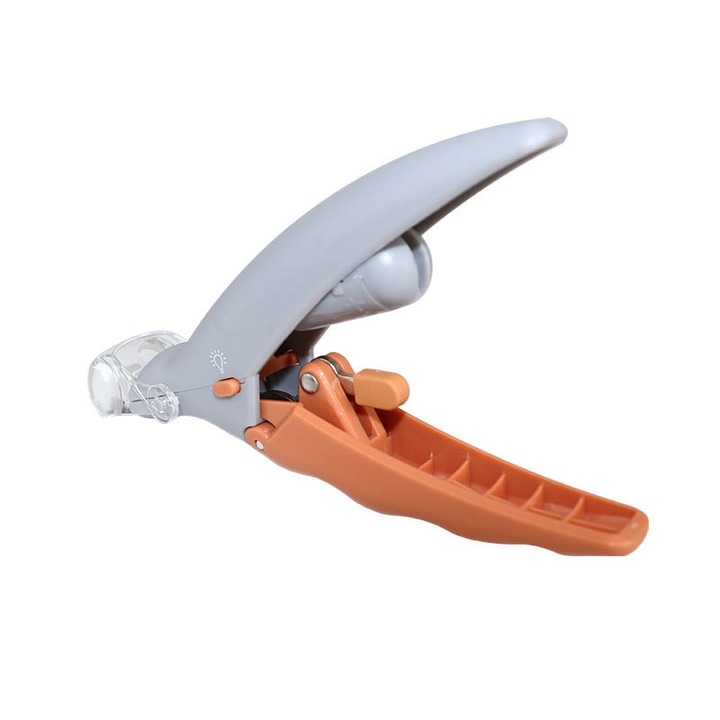 Clipuri de unghii pentru animale cu lumini LED pentru tunderea unghiilor, labe si degetele de la caine si pisica, sunt unelte sigure si fiabile de curatare a animalelor de companie. Alb/portocaliu