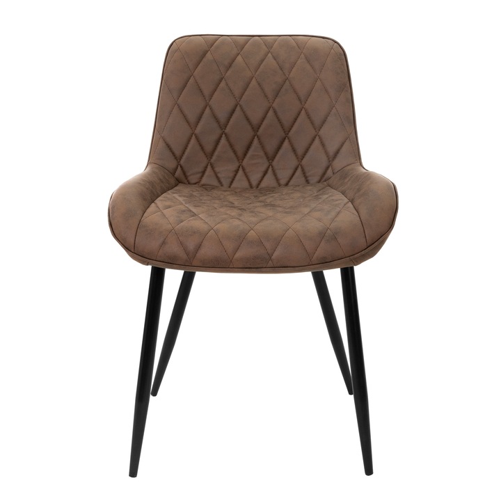 Set 4 scaune dining ML-Design, maro, 54x60x81 cm, imitatie de piele, 13,2 kg, design modern si elegant