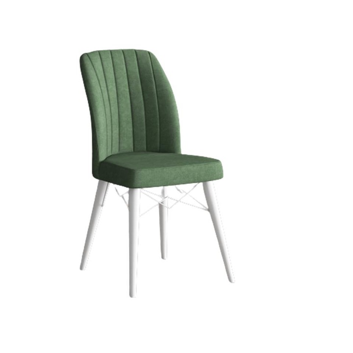 Scaun Casafun Horizon, Verde, Picioare Alb, dining, bucatarie, stofa material textil