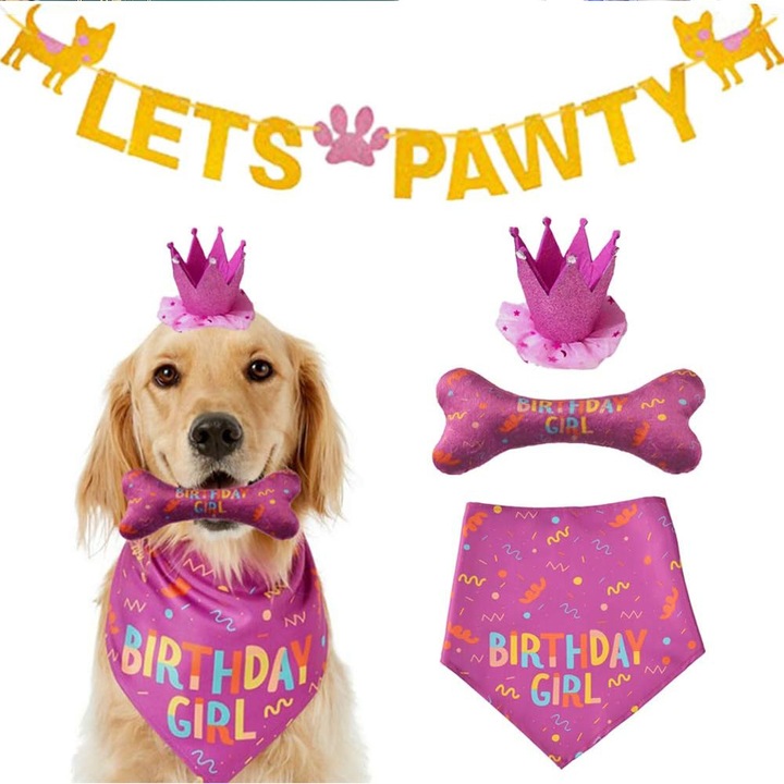 Украса за рожден ден за кученца, Vaxiuja, Розово