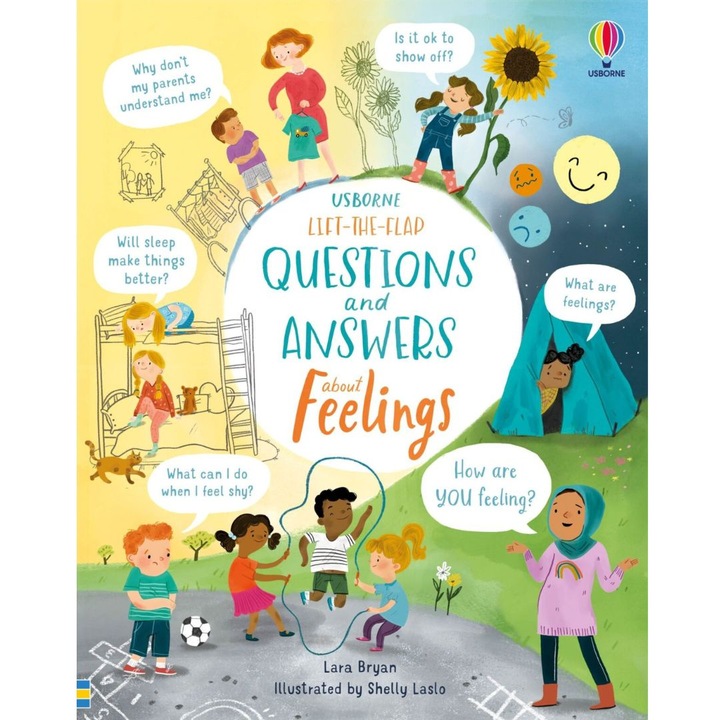 Carte pentru copii, Usborne, Lift-the-Flap Questions and Answers About Feelings, 6+ ani
