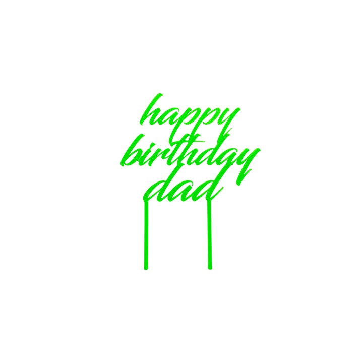 Decoratiune topper tort, "HAPPY BIRTHDAY DAD", la multi ani tati, decor pentru tortul tatalui, 17,3 x 12,5 cm verde