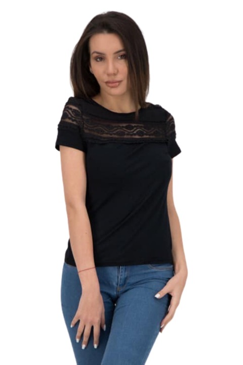 Tricou dama, Hailys, Viscoza, Negru, Negru