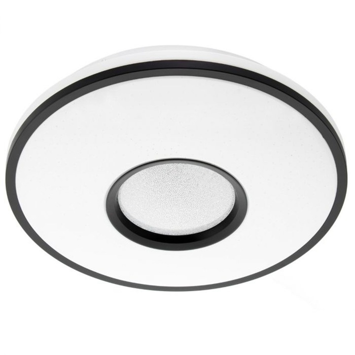 Plafon tip Spot, Luminita, LED, 24W, IP44 , CCT + telecomanda, Sticla, Alb, Negru