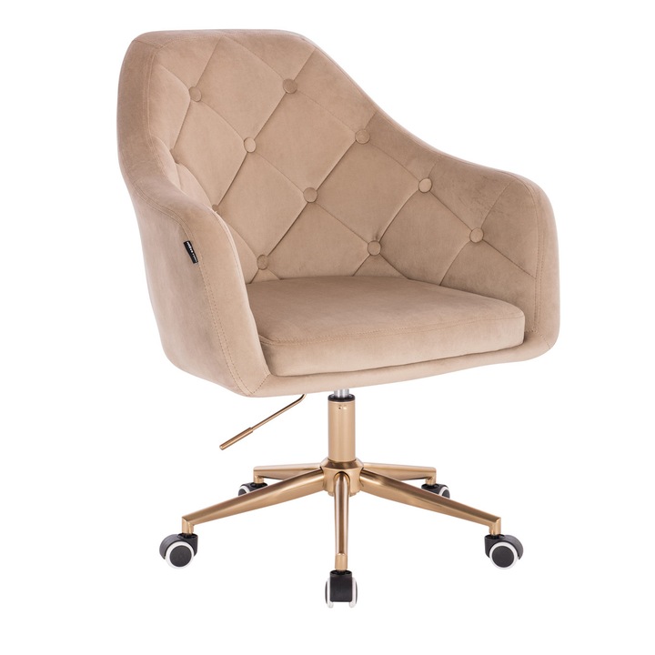 Scaun de birou, Votana, HR831K, Catifea, Baza Aurie, Latte