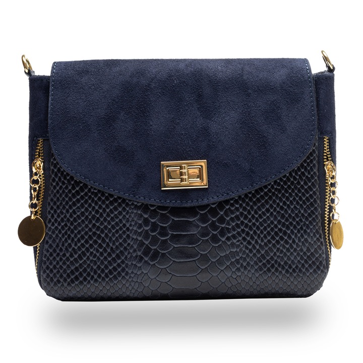 Дамска чанта Toro Nero, кожа, тъмносин