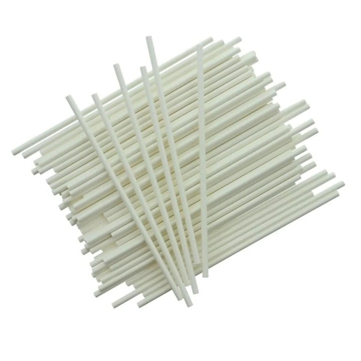 Set 100 betisoare acadele, lollipops, reutilizabile, termo-rezistente, Albe