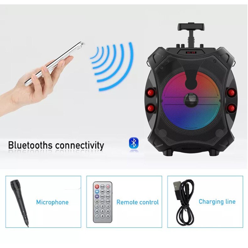 Difuzor portabil Bluetooth LED Karaoke ZQS-12109 - eMAG.ro