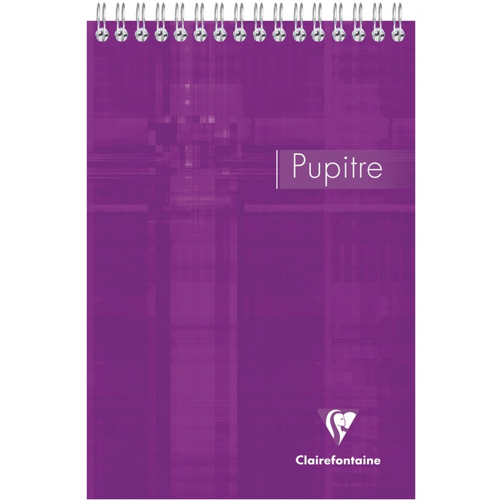 Blocnotes A5 cu spirala Clairefontaine Pupitre, 80 file, Dictando, Mov