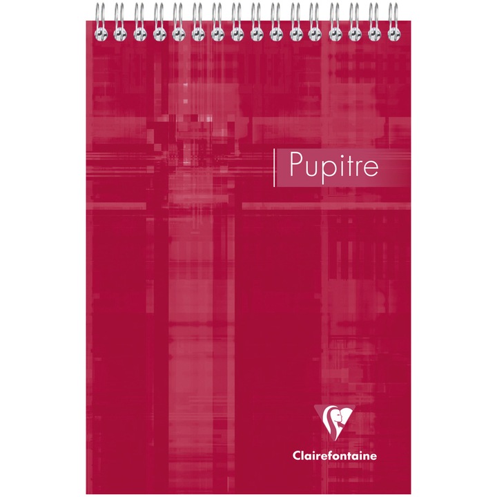 Blocnotes A5 cu spirala Clairefontaine Pupitre, 80 file, Dictando, Rosu