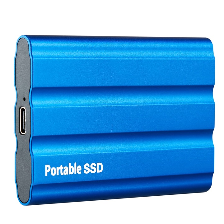 Hard disk extern, port A90,2TB USB 3.1 C pentru PC, Laptop si Mac, Blue