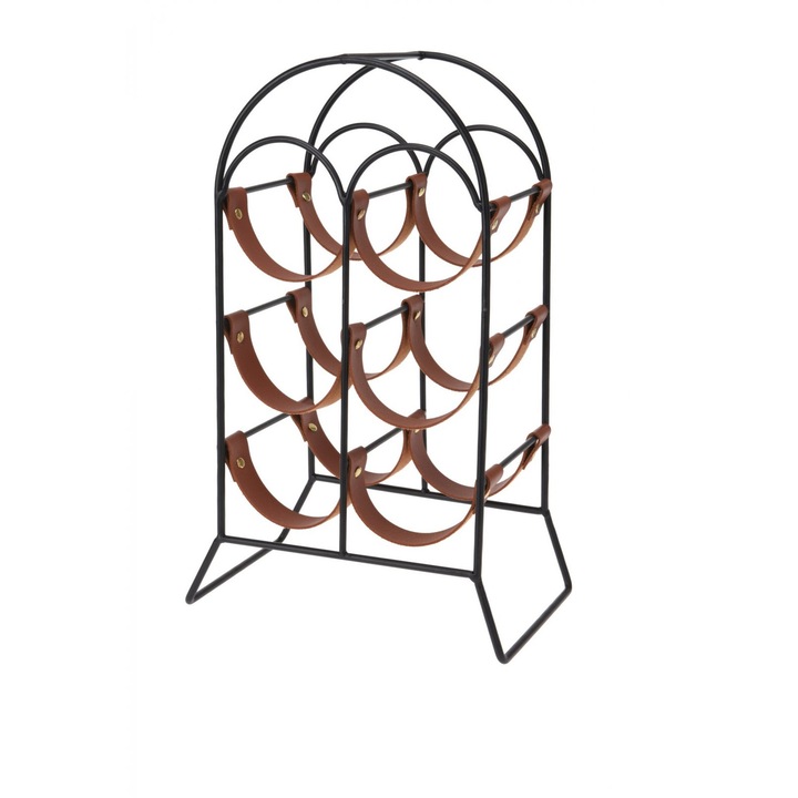 Borosüveg tartó Home&Styling Collection, fém, 25x15x40 cm, fekete/barna