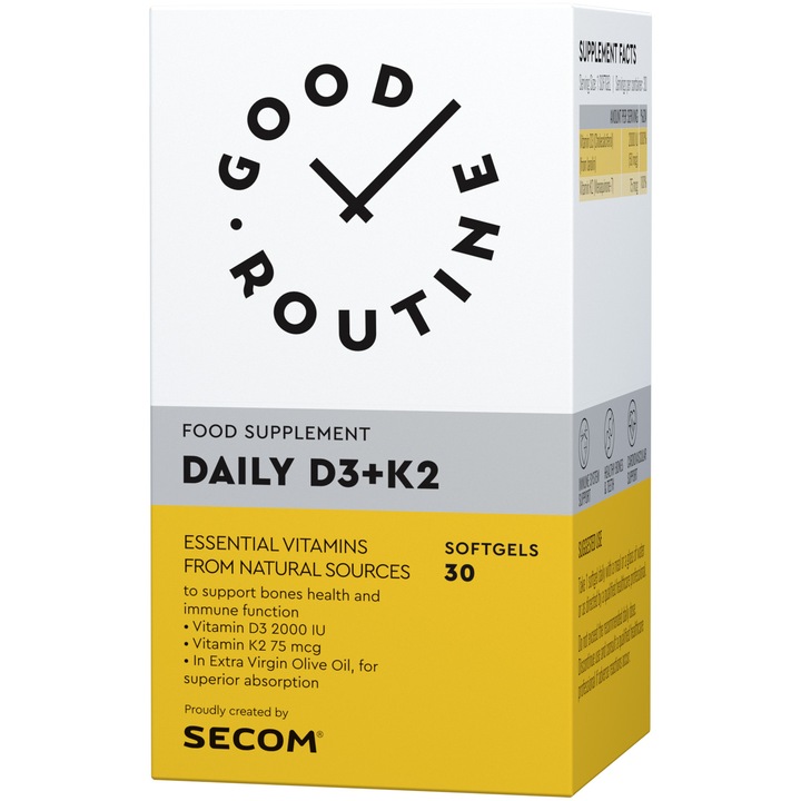 Daily D3+K2, Secom, 30 capsule moi