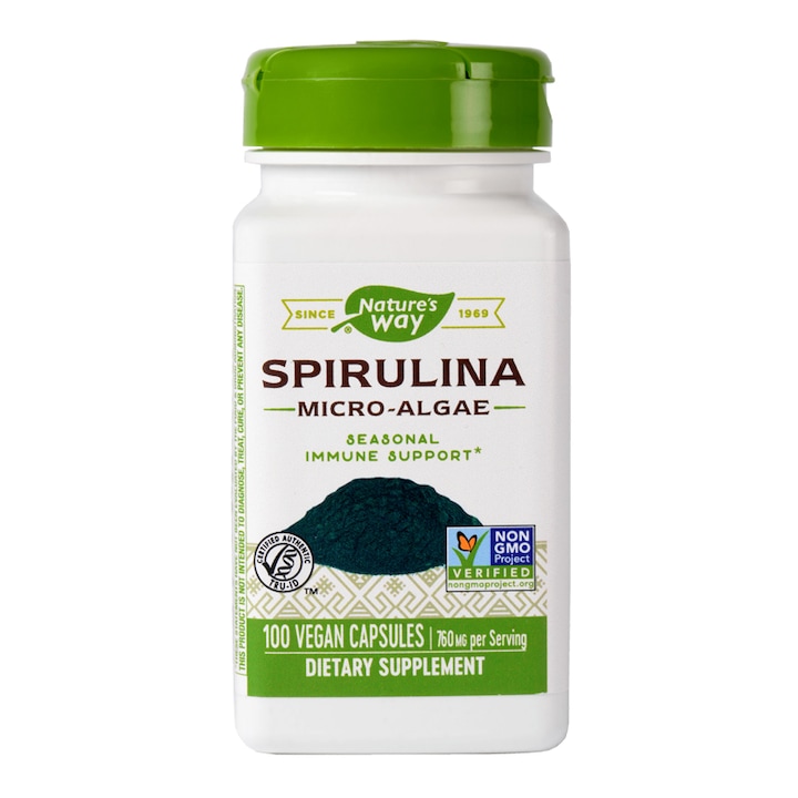 Spirulina Micro-Algae 380mg, Secom, 100 capsule vegetale