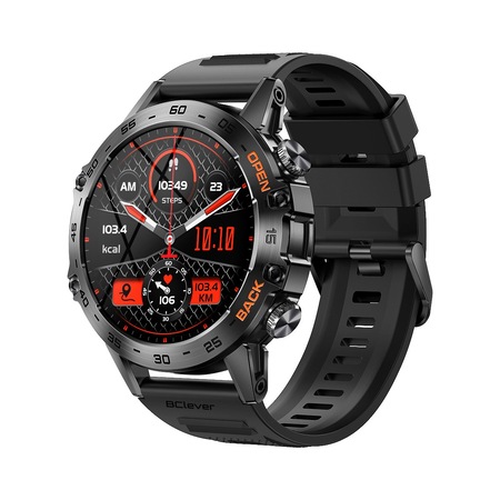 Ceas smartwatch barbati BClever® Touchscreen, Apel Bluetooth, Notificari Mesaje, Fitness, Sport si Activitati Fizice, Somn, Meteo, Baterie Mare 400mAh, Negru