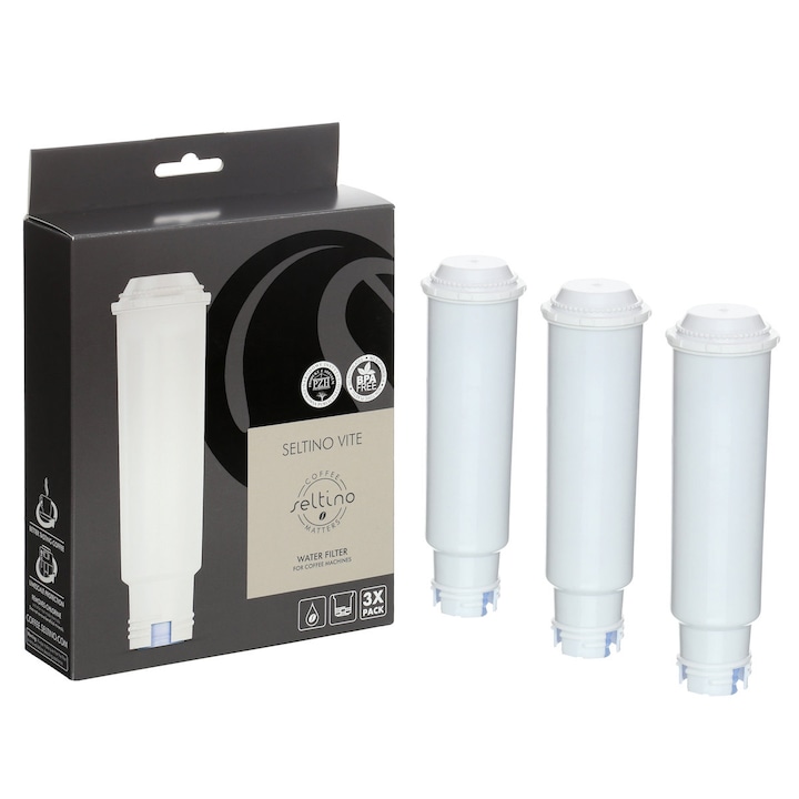Kit Intretinere Espressor, Seltino F088, Set 3 Filtre De Apa, Capacitate 250 Cesti, Reduc Calciul si Magneziul, Compatibile Universal
