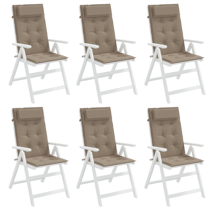 Комплект възглавници за стол с висока облегалка vidaXL, 6 бр, Таупе, Оксфорд плат, 3.2 Kg