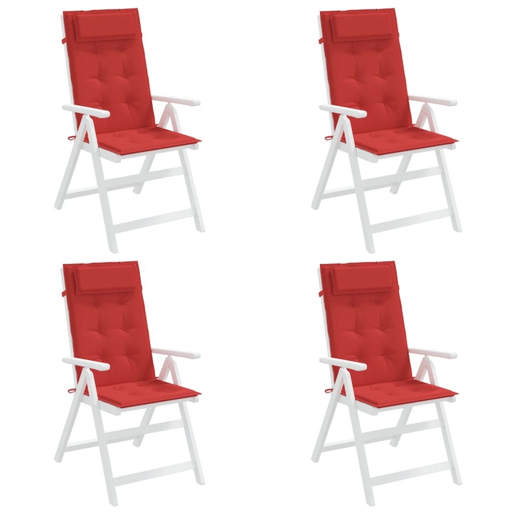 Комплект възглавници за столове с облегалка vidaXL, 4 бр, Червени Оксфорд плат, 2.1 Kg